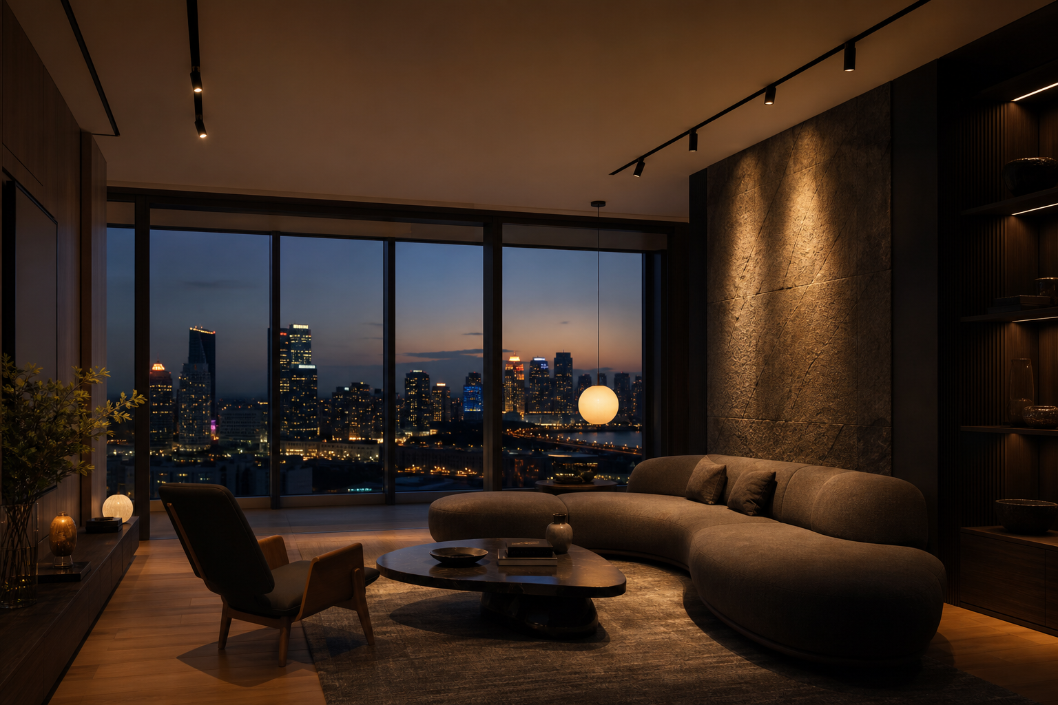 Downlights in a living room