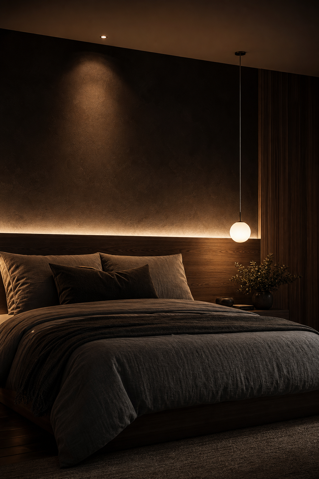 Pendant light over a bedside