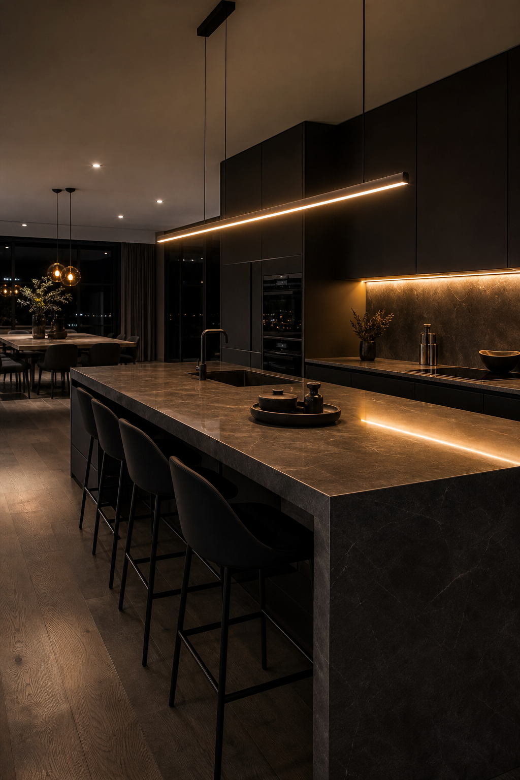 Linear light over a kitchen island